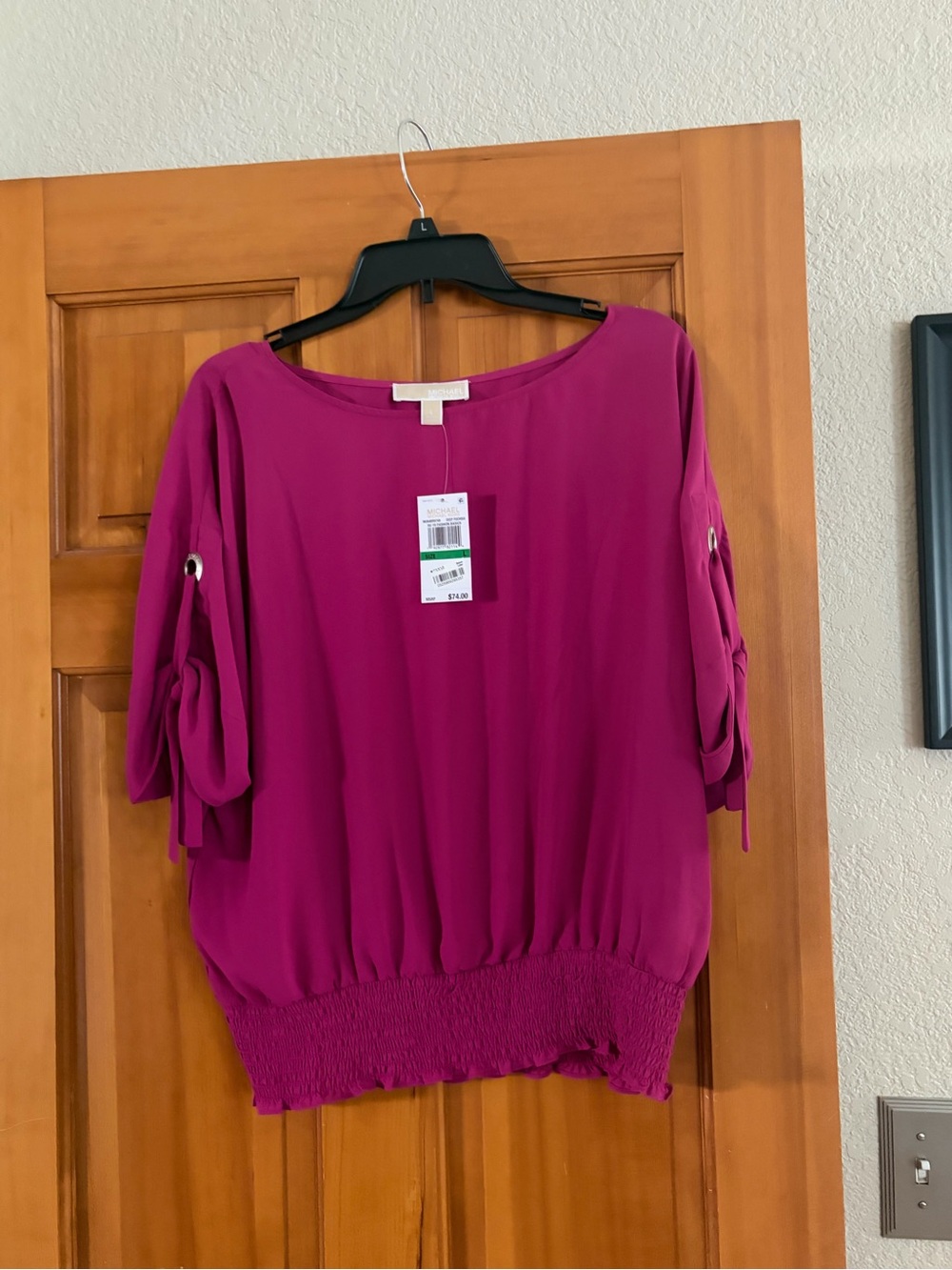 Michael Kors Fuchsia Short-Sleeve Blouson Top